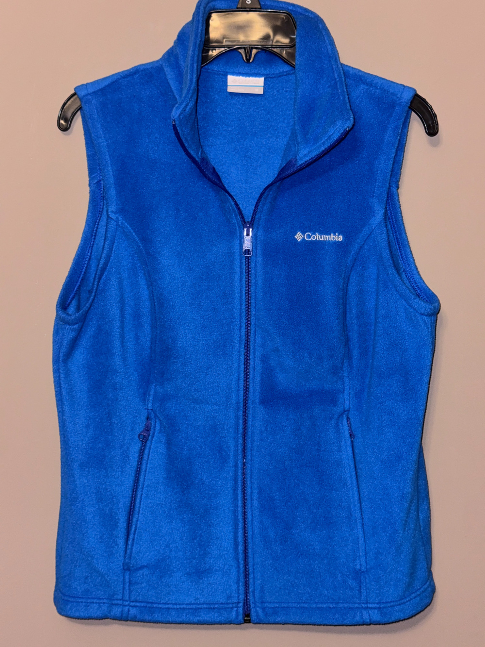 Columbia Fleece Vest Blue Zip Up Sleeveless Size M
